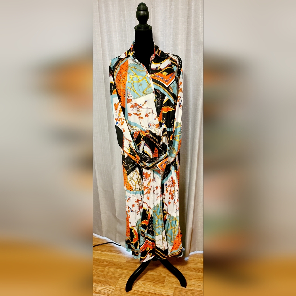 Long Sleeve Pleated Dress